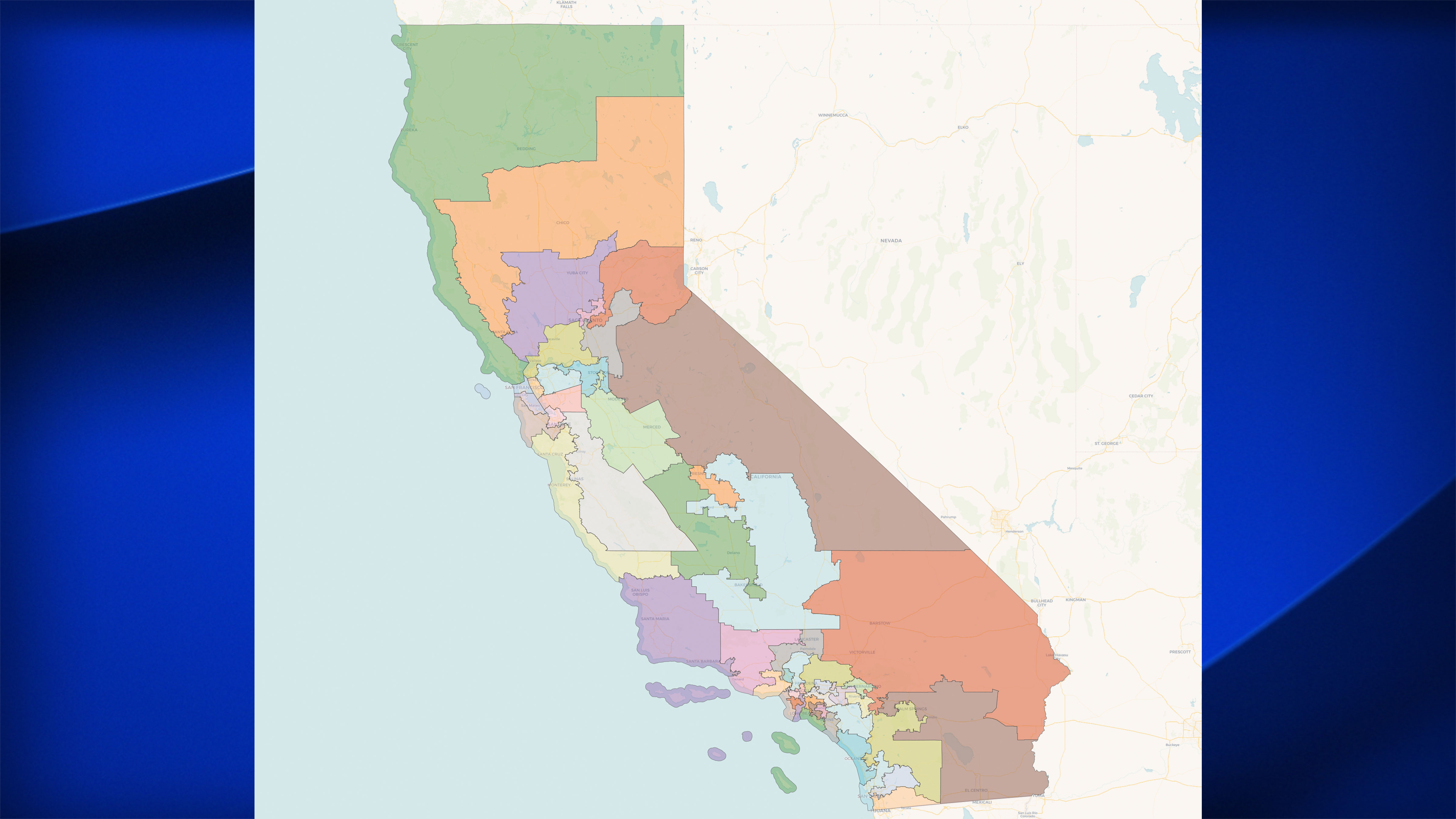 Map showing California with its 54 electoral votes highlighted