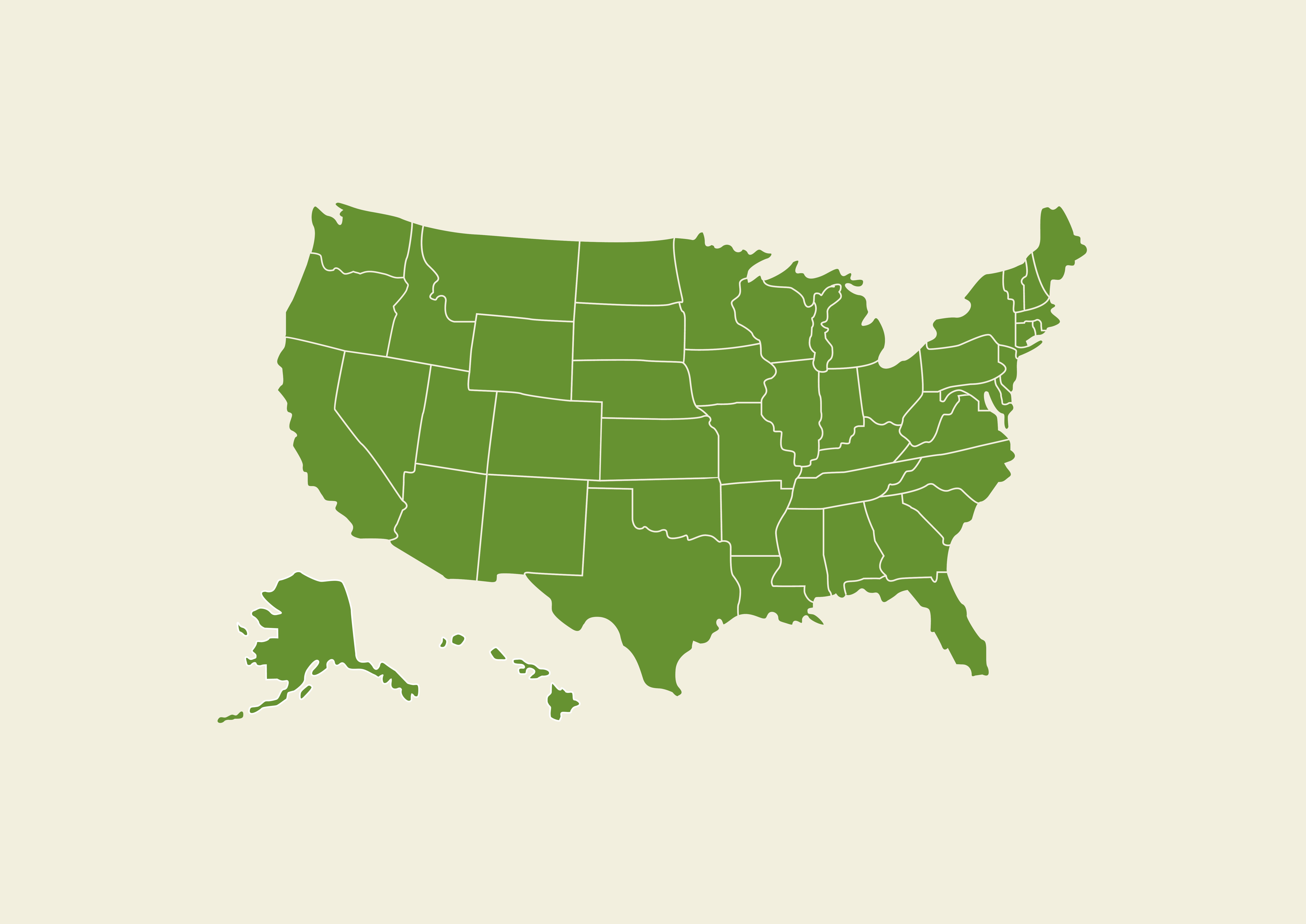 Map showing U.S. states with highlighted borders between states