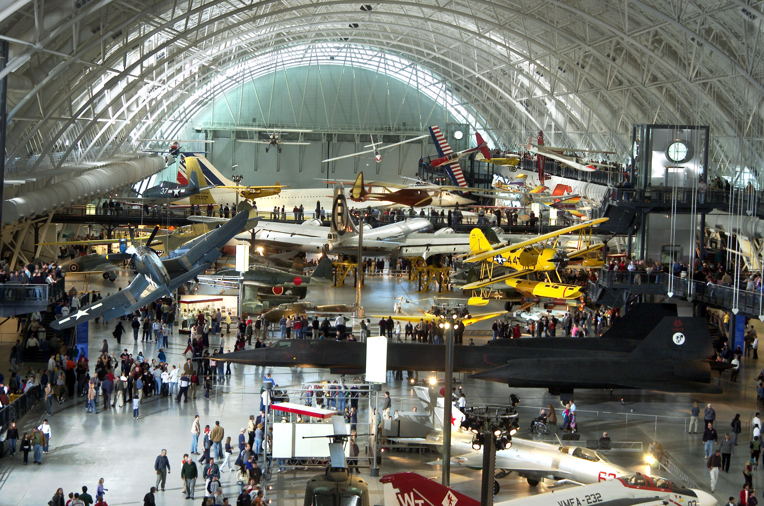 Visitors exploring exhibits at the Smithsonian National Air and Space Museum in Washington DC
