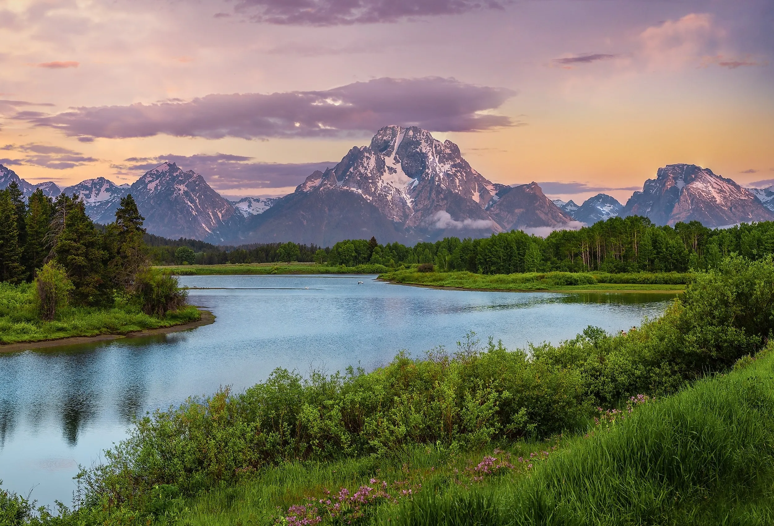 Scenic Wyoming landscape with Grand Teton mountains in background