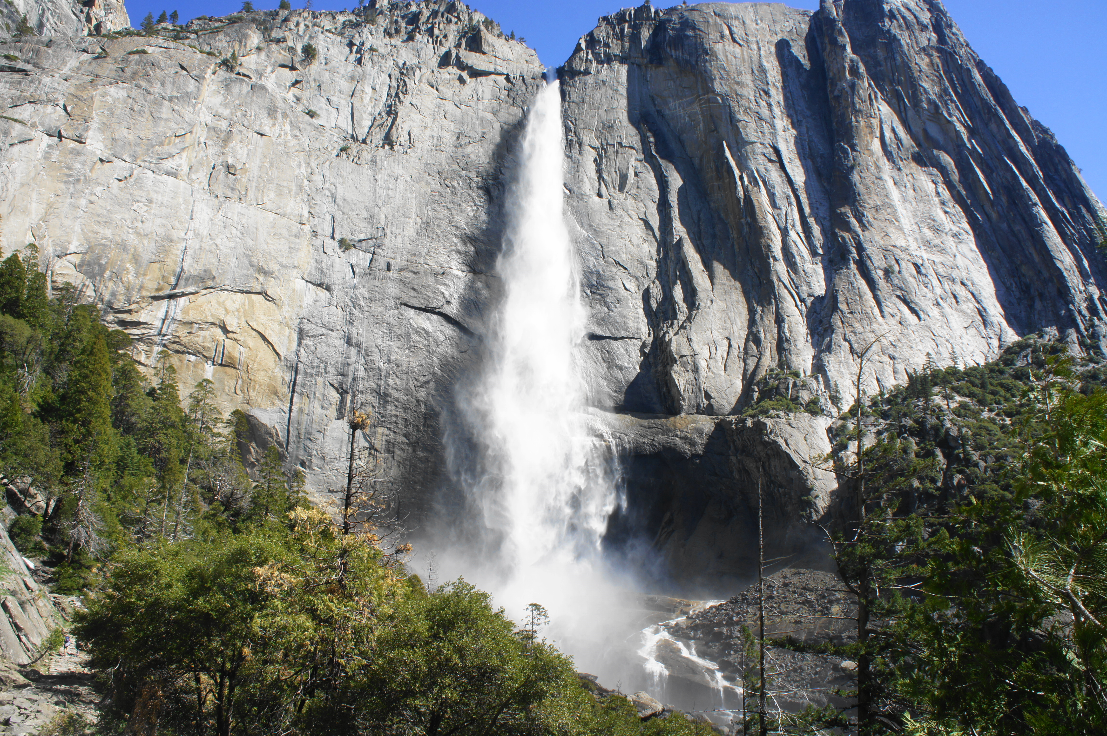 Yosemite Falls cascading down granite cliff in Yosemite National Park