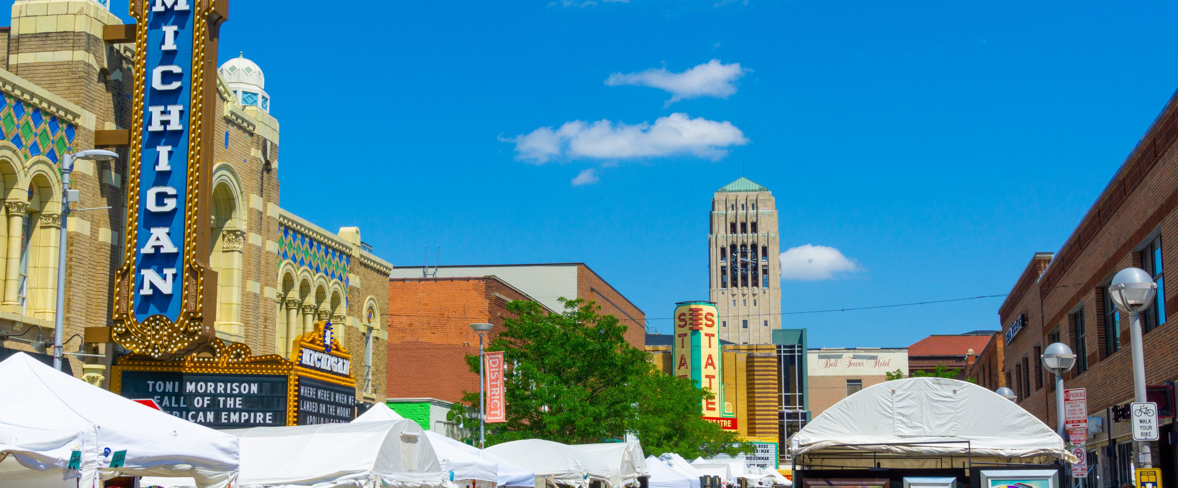 Ann Arbor Michigan downtown Vibrant downtown Ann Arbor with University of Michigan architecture in background