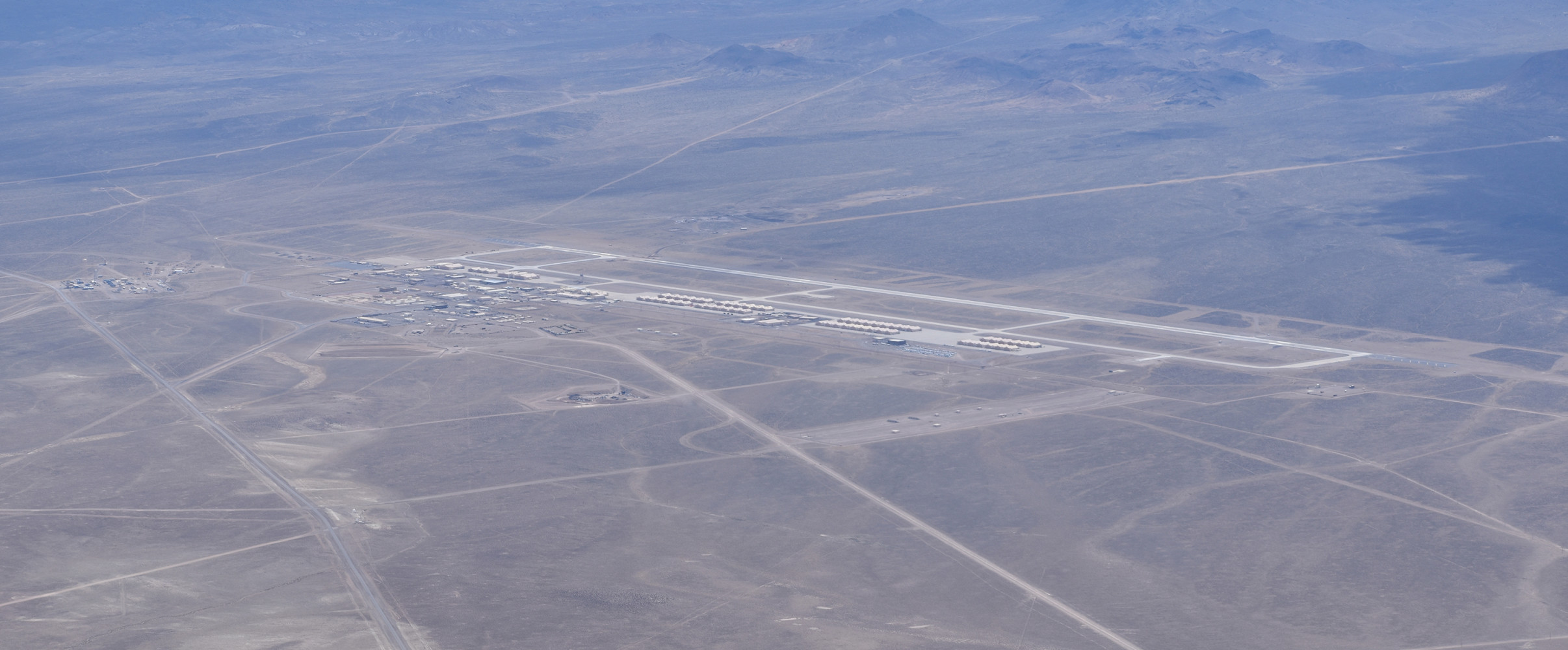 Aerial view of Area 51 military installation in the Nevada desert