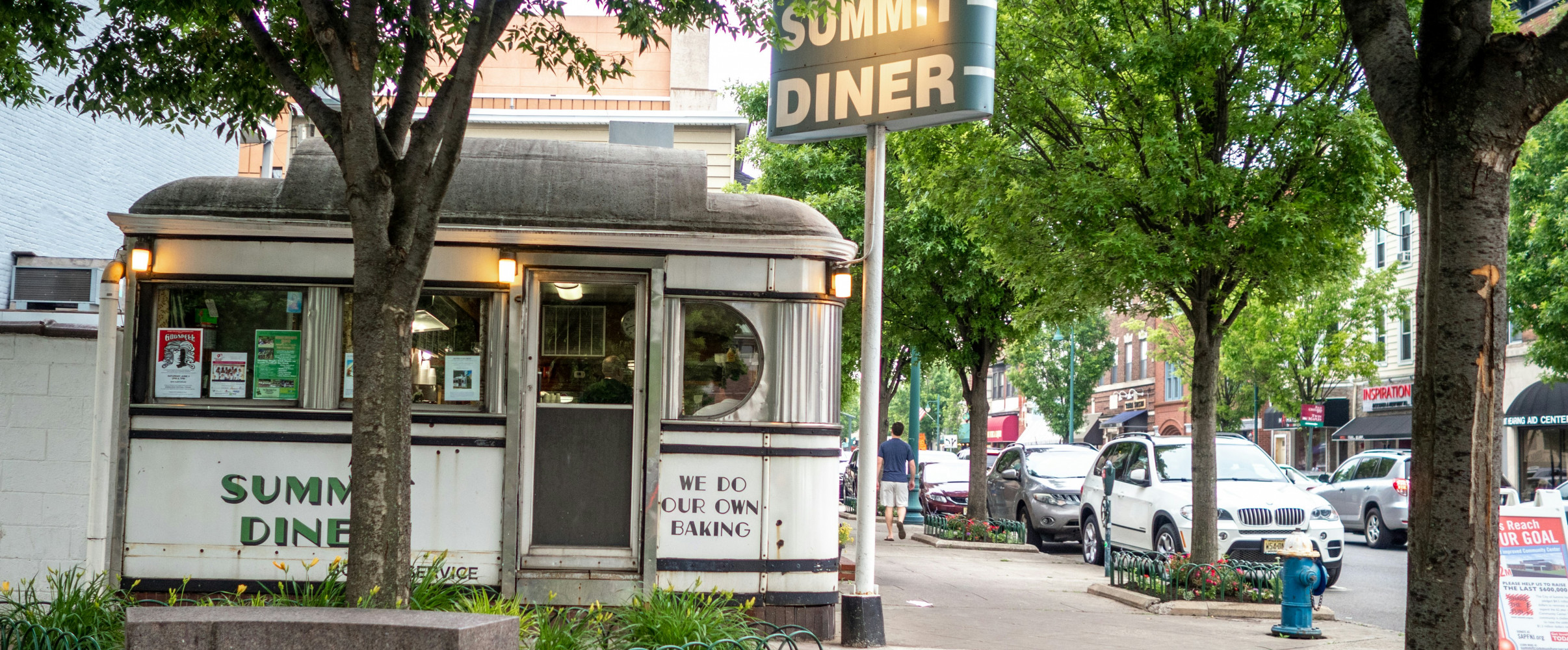 Classic New Jersey diner exterior Exterior of a classic stainless steel New Jersey diner with neon signs