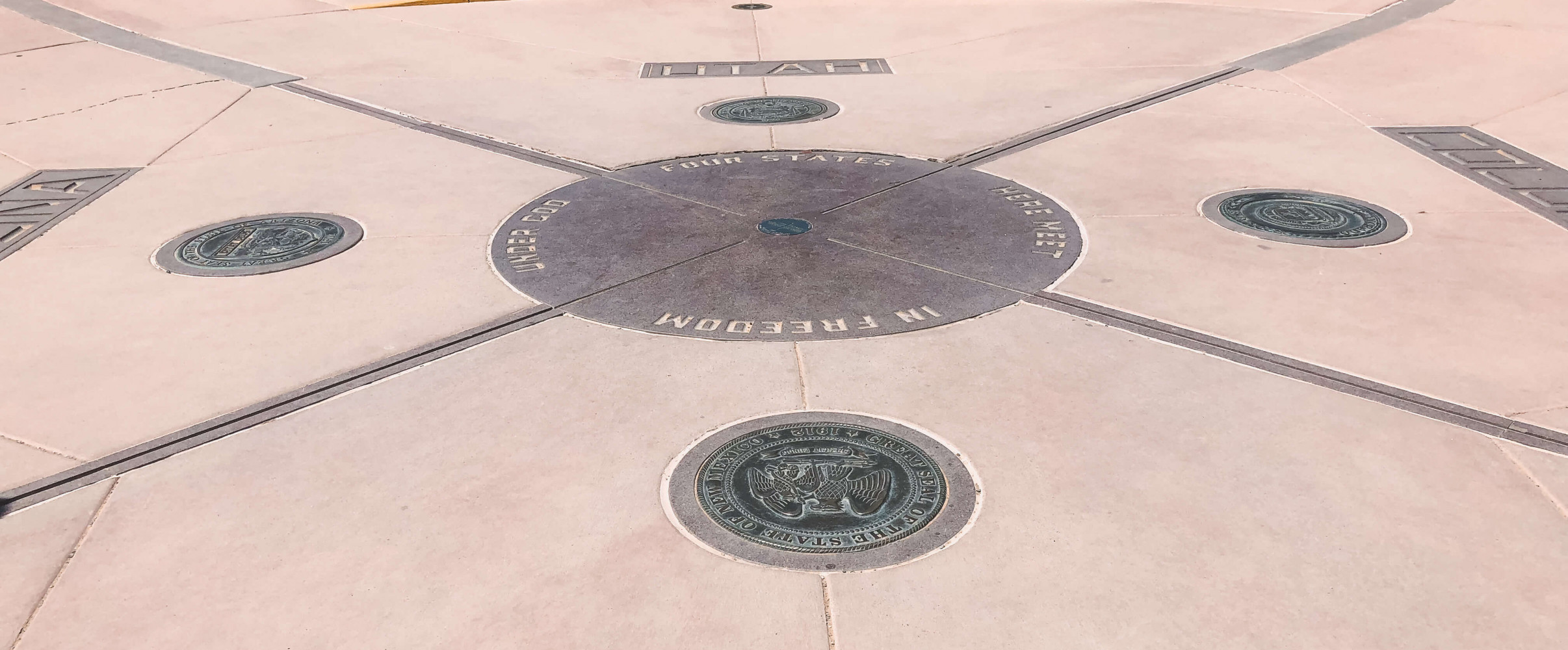 Four Corners Monument Four Corners Monument showing where Arizona, New Mexico, Utah and Colorado meet