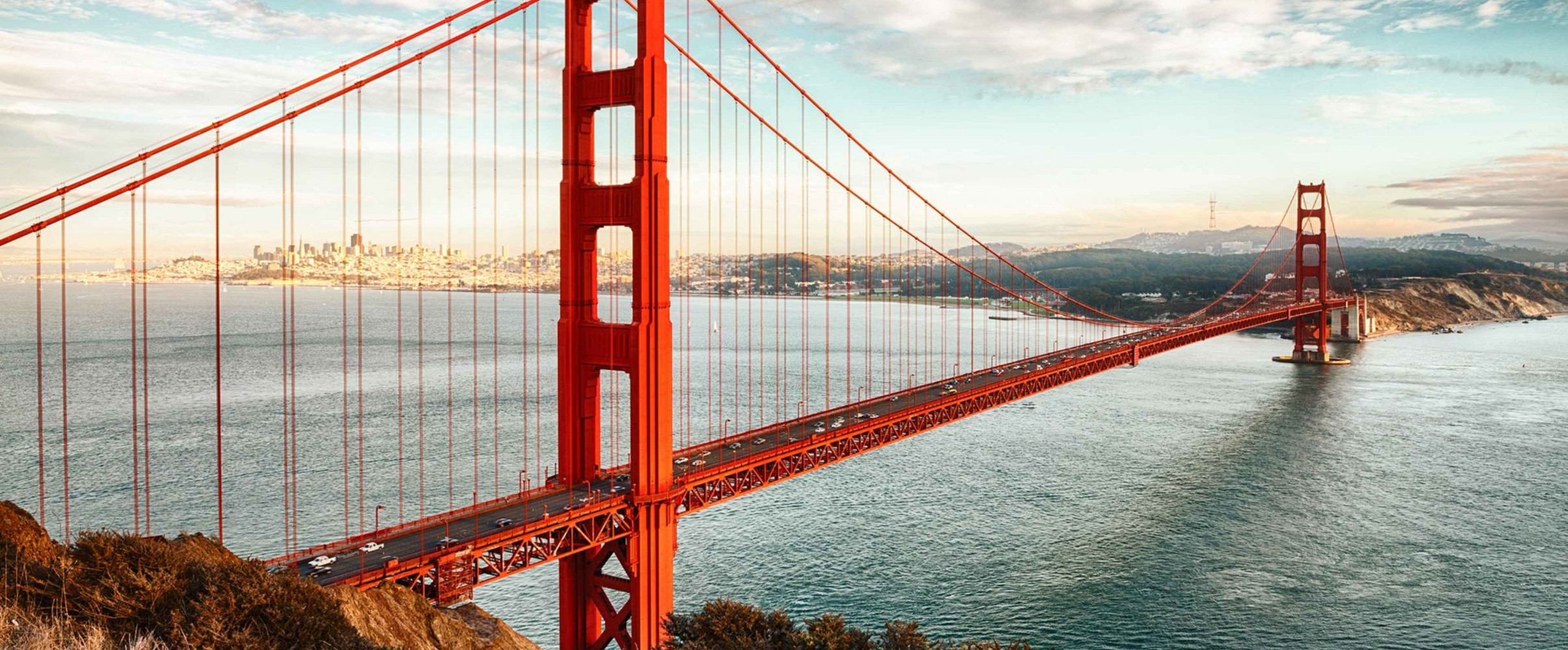 Golden Gate Bridge with San Francisco skyline in background