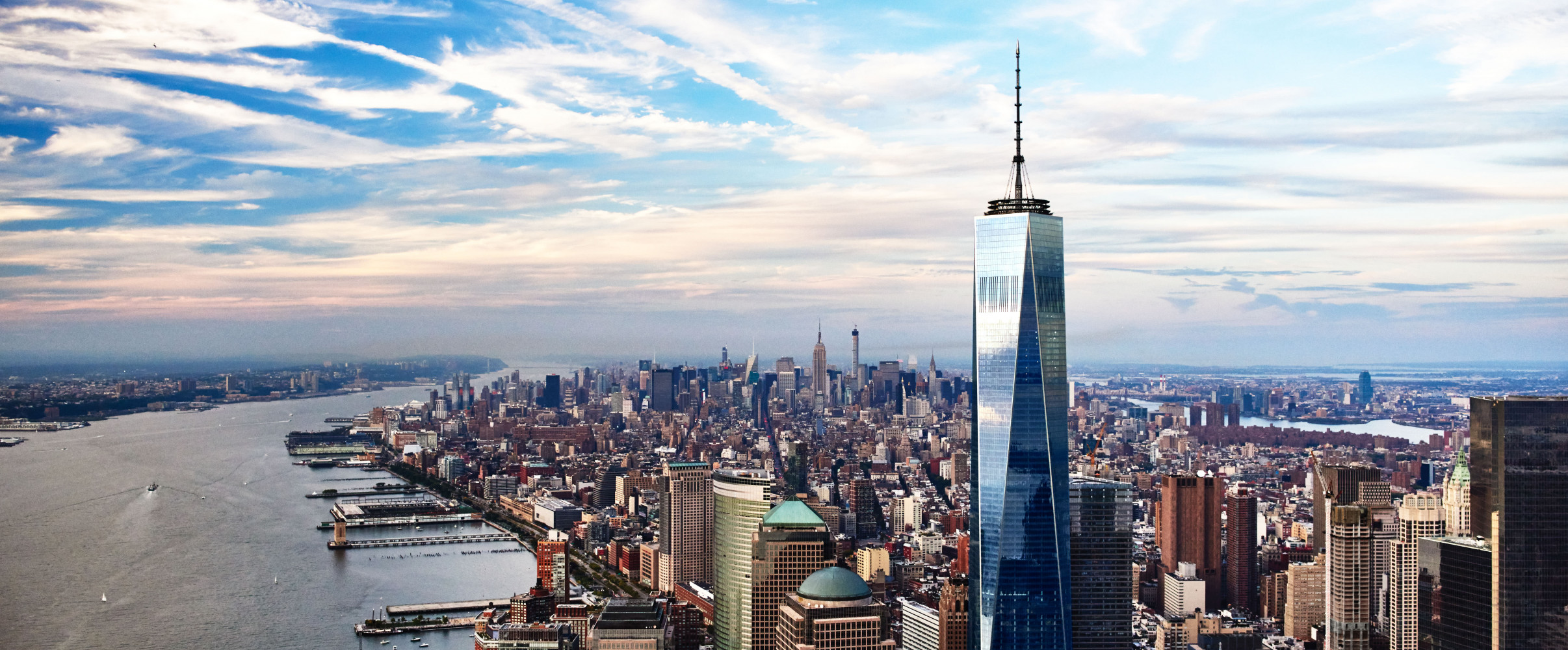 One World Trade Center standing prominently in the New York City skyline