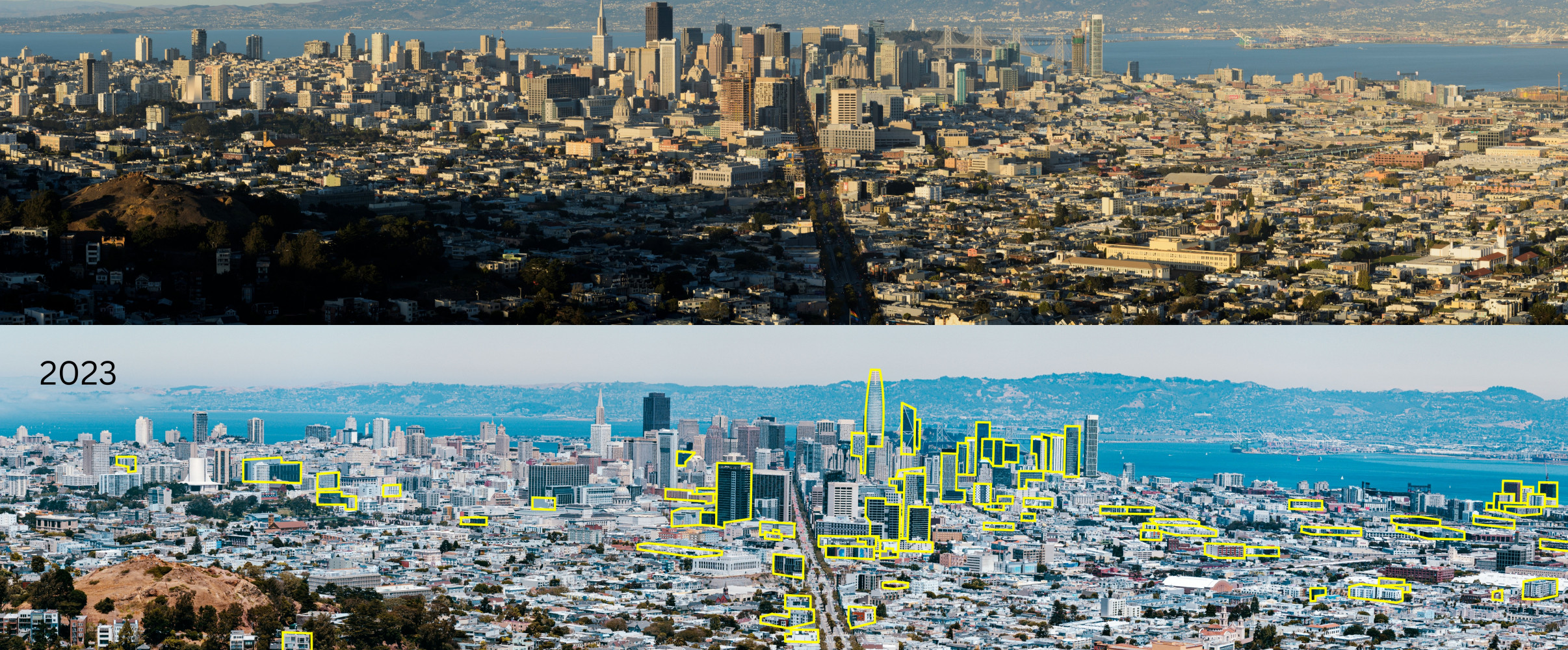 San Francisco skyline San Francisco skyline with iconic Golden Gate Bridge and luxury apartments