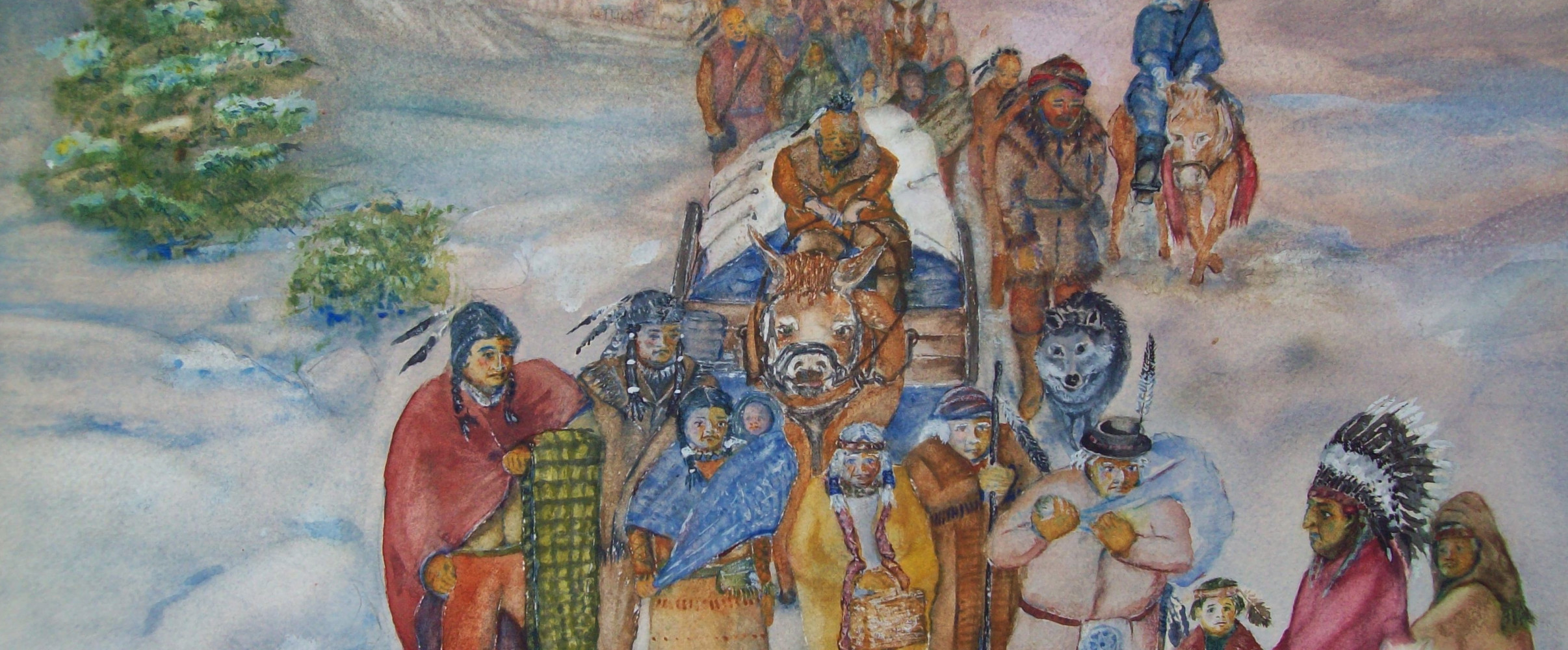 Trail of tears historical painting Historical painting depicting Native Americans forced to march along the Trail of Tears