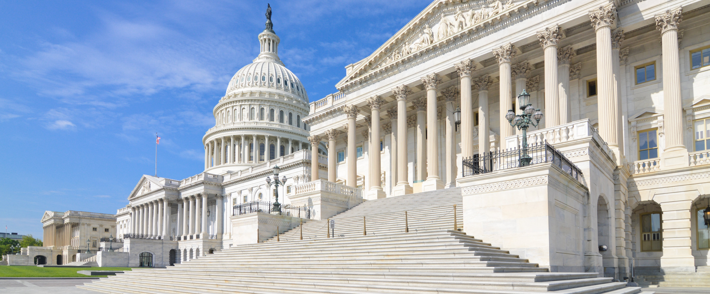 Washington DC Capitol Building with American flag