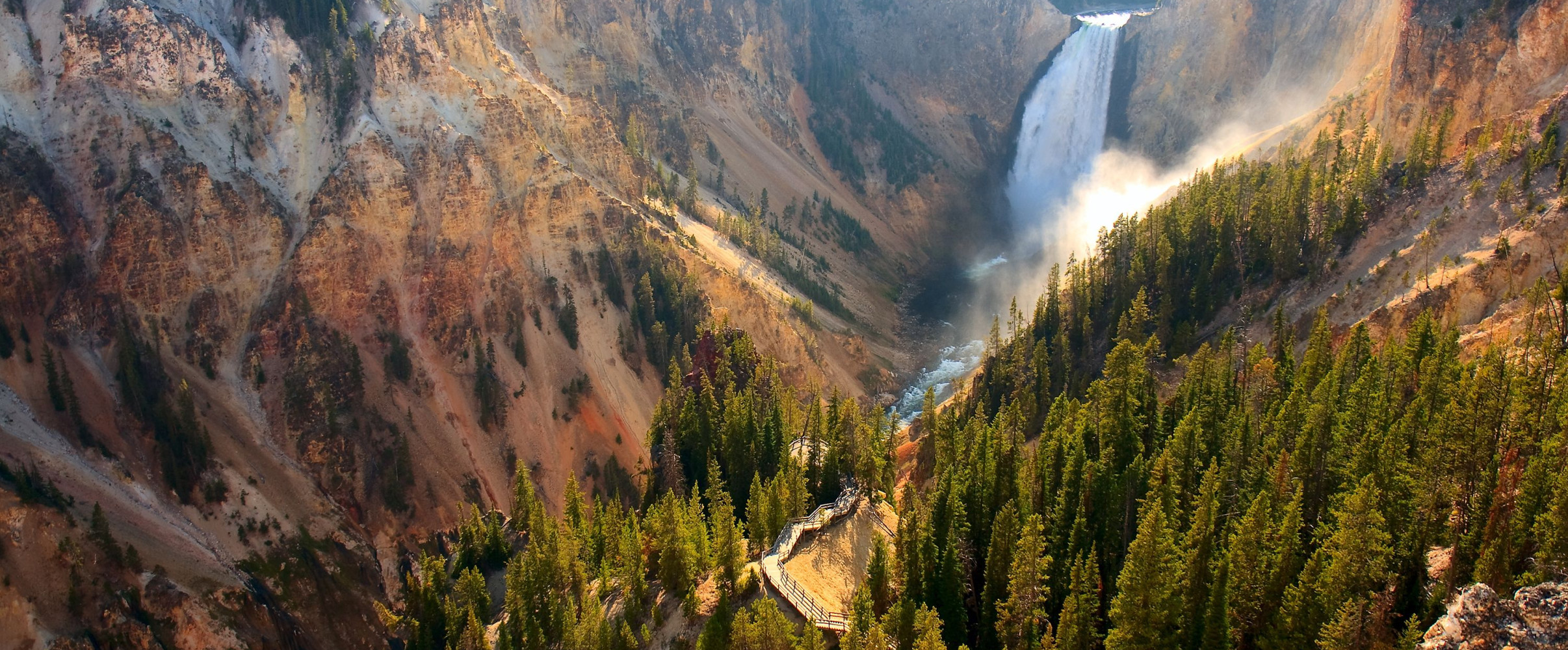 Historic view of Old Faithful geyser erupting in Yellowstone National Park