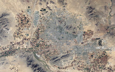 Aerial view of new housing developments in a rapidly growing suburban area