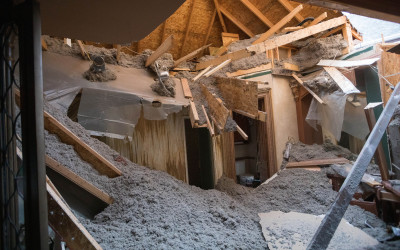 Damaged road from a major earthquake in Alaska showing large cracks and displacement