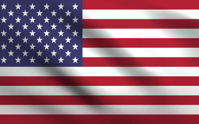 American flag with 50 stars and 13 stripes waving in the wind