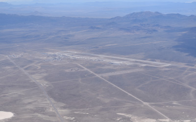 Aerial view of Area 51 military installation in the Nevada desert