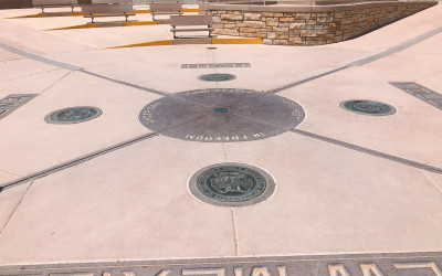 Four Corners Monument showing where Arizona, New Mexico, Utah and Colorado meet