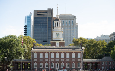 The iconic Independence Hall in Philadelphia where both the Declaration of Independence and Constitution were debated and signed