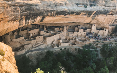 Ancient cliff dwellings built by Ancestral Puebloans at Mesa Verde National Park