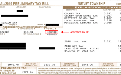 Property tax calculator on desk with home documents