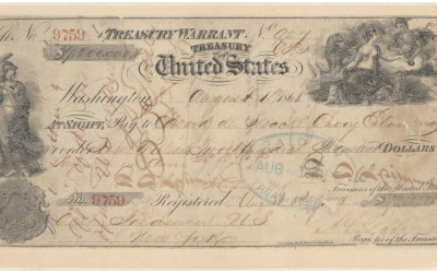 Historical illustration depicting the signing of the Alaska Purchase treaty in 1867