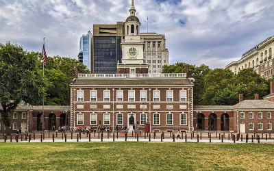 The historic Independence Hall in Philadelphia where the Declaration of Independence was signed