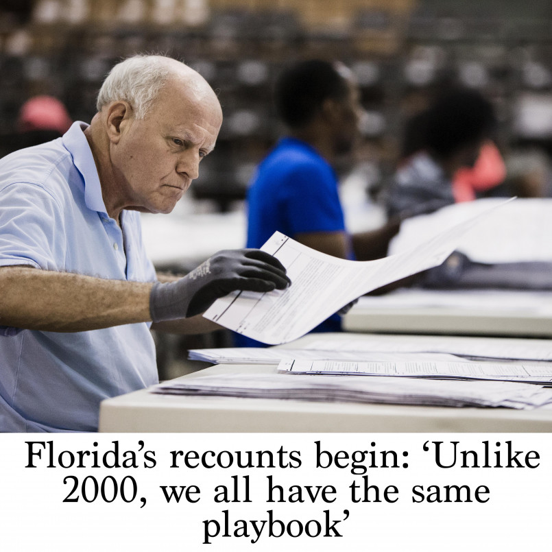 2000 election Florida recount Officials examining ballots during the controversial 2000 Florida recount