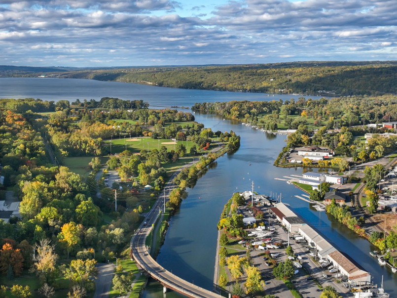 Finger Lakes New York aerial Aerial view of New York's Finger Lakes region