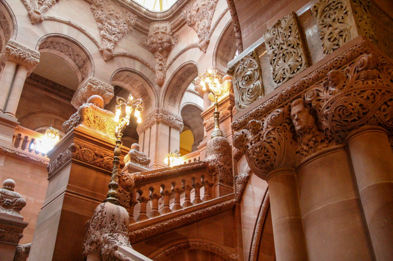 Albany New York State Capitol Building Ornate New York State Capitol building in Albany with its distinctive Romanesque Revival architecture