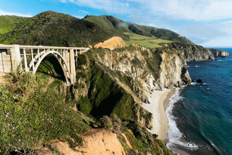 Bixby Creek Bridge with Pacific Ocean and Big Sur coastline