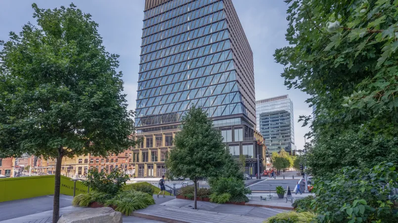 Boston technology district Boston's Innovation District with modern tech offices and professionals