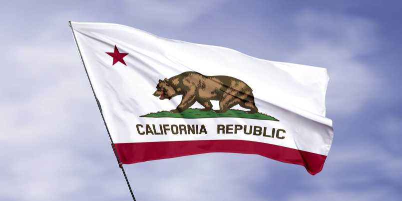 California state flag with grizzly bear and red star