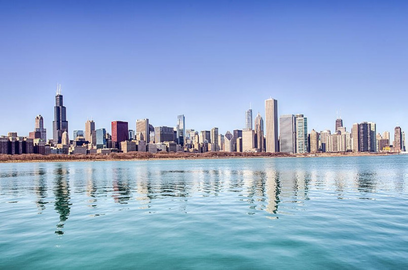Chicago skyline along Lake Michigan waterfront