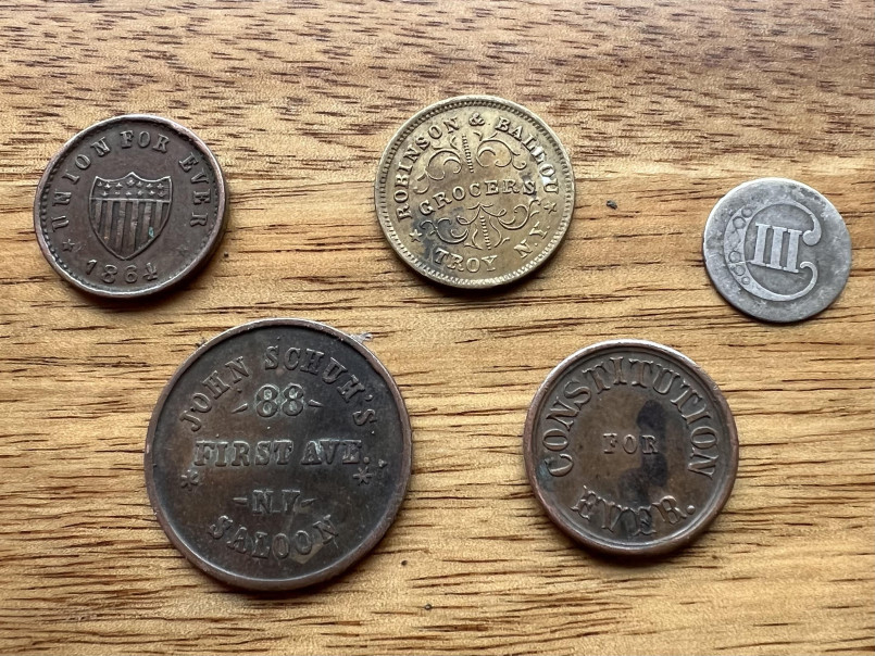 Historic coins from the American Civil War period
