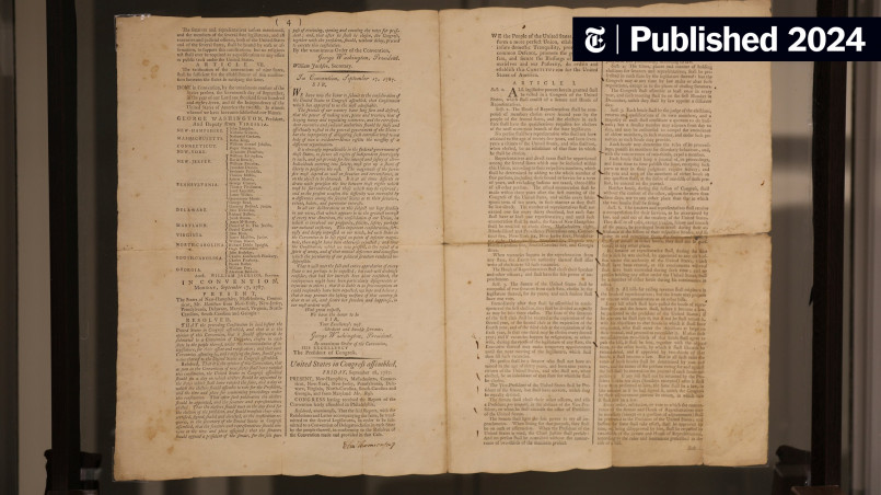 The official document of Delaware's unanimous ratification of the US Constitution