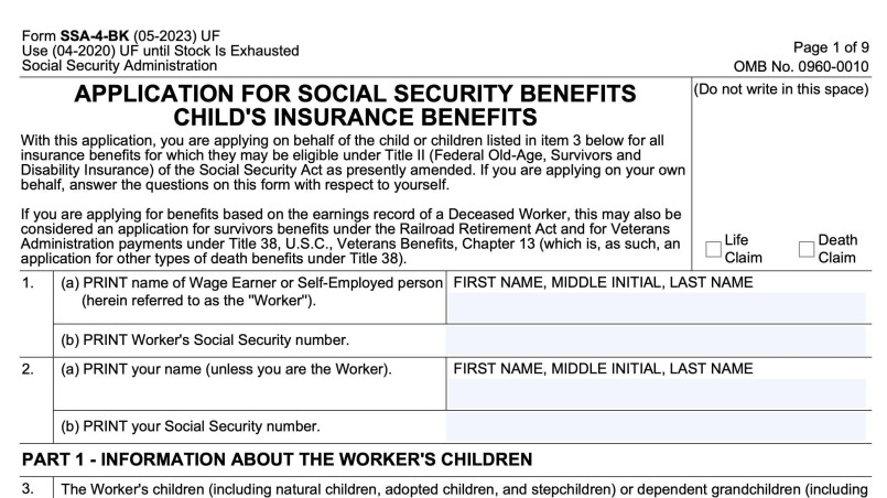 Social Security disability application paperwork