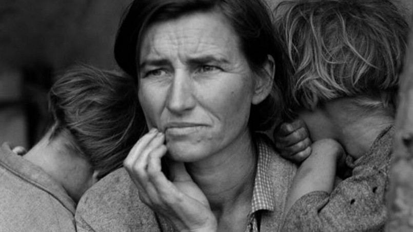 Dorothea Lange's famous 'Migrant Mother' photograph depicting Florence Owens Thompson during the Dust Bowl era