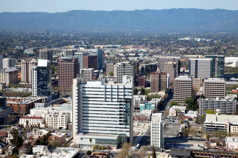 Downtown San Jose skyline with modern office buildings