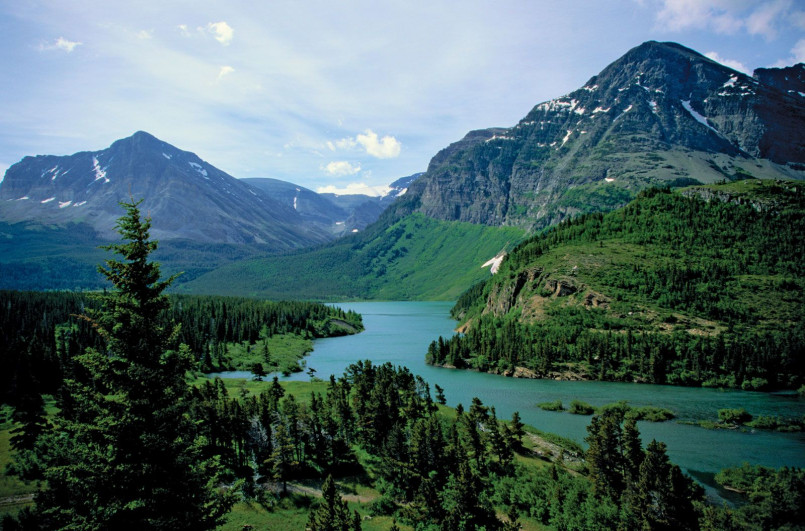 Dramatic mountain landscape in Glacier National Park, Montana