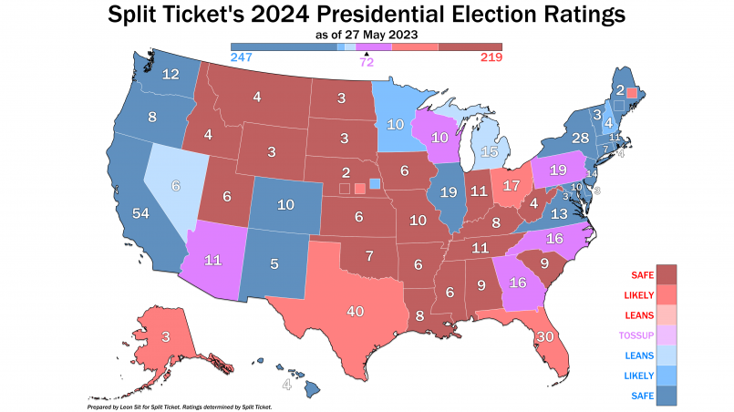 Map of the United States showing the distribution of 538 electoral votes across states