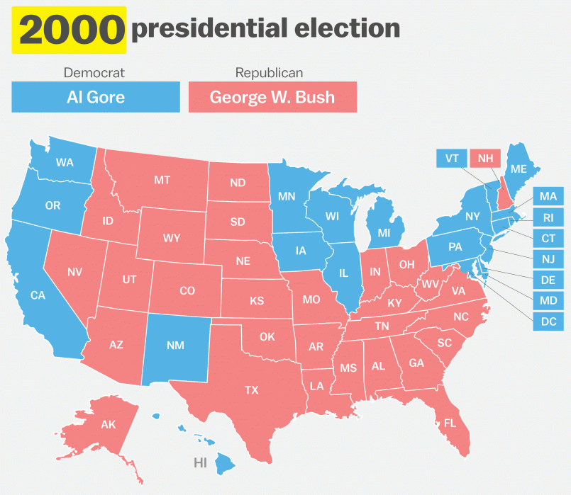 Map showing the number of electoral votes allocated to each US state