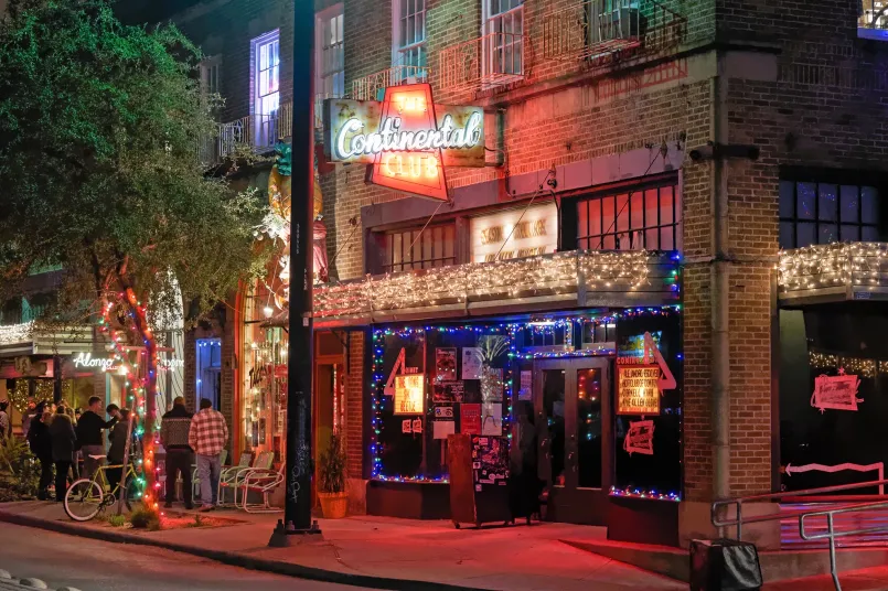 Austin continental club live music texas Exterior of the historic Continental Club on South Congress Avenue in Austin with neon sign