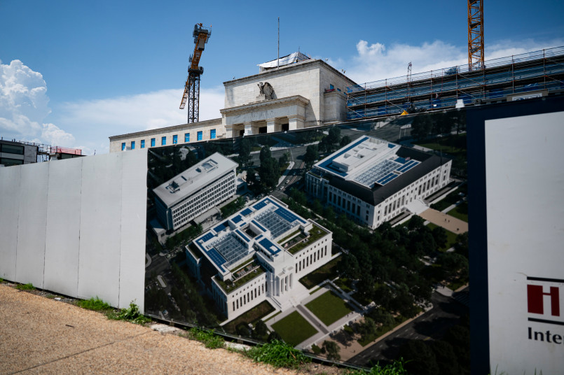 Federal Reserve building marble columns Marble columns at the Federal Reserve headquarters symbolizing institutional strength