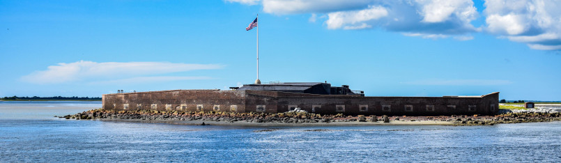 Fort sumter island charleston harbor Aerial view of Fort Sumter island fortress in Charleston Harbor