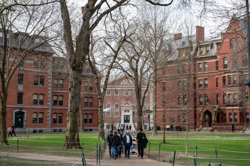 Harvard University's historic campus with its iconic red brick buildings and Harvard Yard