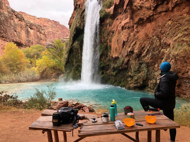 Havasu Falls Supai Arizona Havasupai Reservation Stunning turquoise-blue Havasu Falls near the isolated village of Supai in Arizona