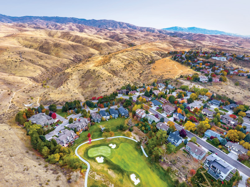 Modern homes with mountain backdrop in Idaho