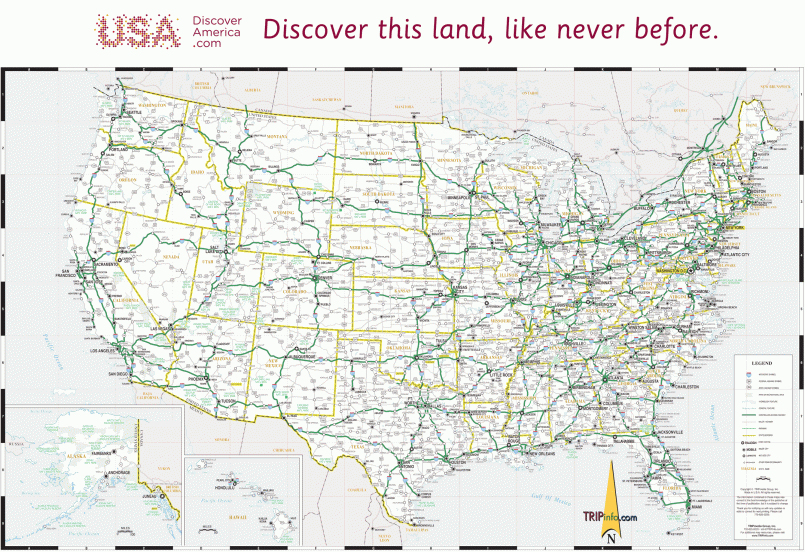 Map showing complete interstate highway network across USA