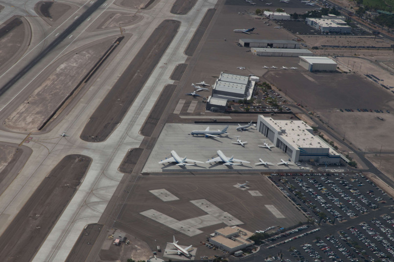 Unmarked white aircraft used for Area 51 employee transport