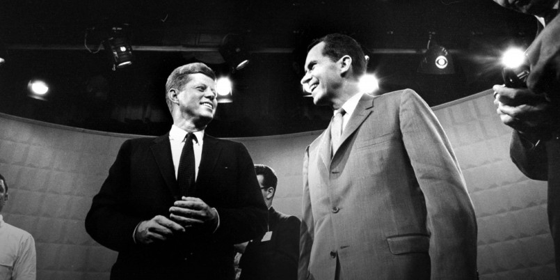 Kennedy nixon first televised debate 1960 John F. Kennedy and Richard Nixon during their first televised presidential debate in 1960
