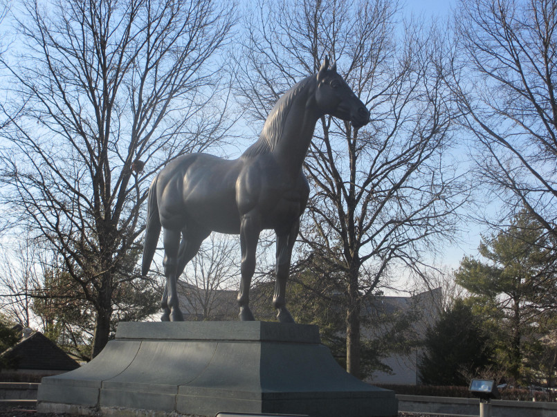 Famous statue of legendary racehorse Man o' War at the Kentucky Horse Park in Lexington
